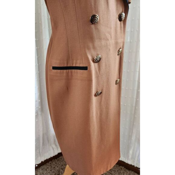 Danny & Nicole double breasted dress w animal leopard print collar - Picture 2 of 12